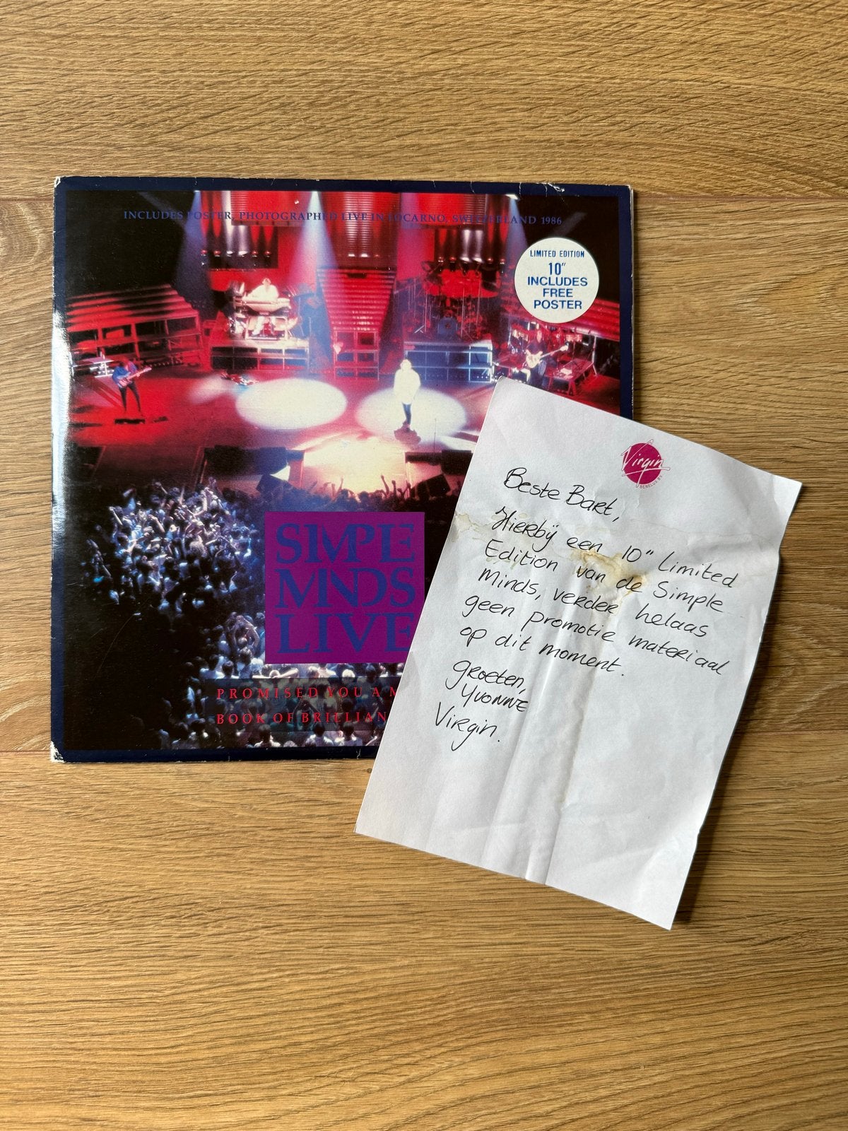 Simple Minds Live - Limited Edition 10 inch EP met poster, 10 inch, 1980 - 1989, Ophalen of Verzenden, Zo goed als nieuw