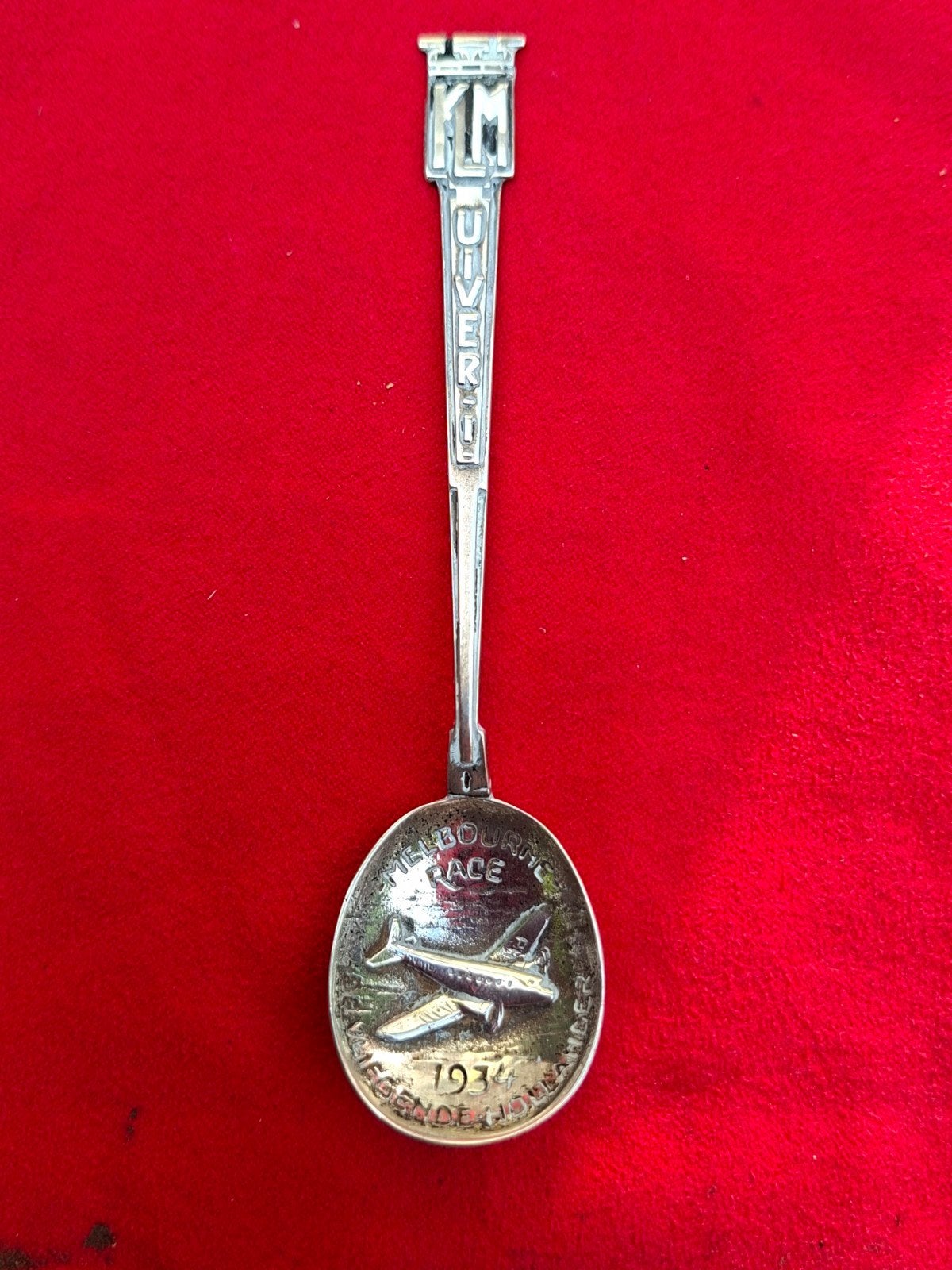 De Uiver 1934 zilver theelepeltje, Ophalen of Verzenden, Zo goed als nieuw, Patch, Badge of Embleem