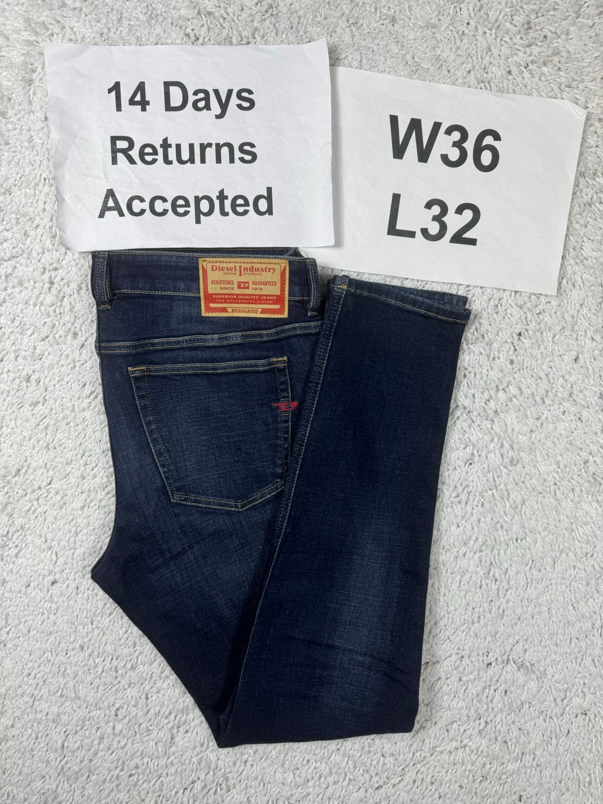 Diesel 1979 Sleenker Skinny Fit Jeans W36 L32 Navy 3713, Kleding | Heren, W36 - W38 (confectie 52/54), Blauw, Ophalen of Verzenden