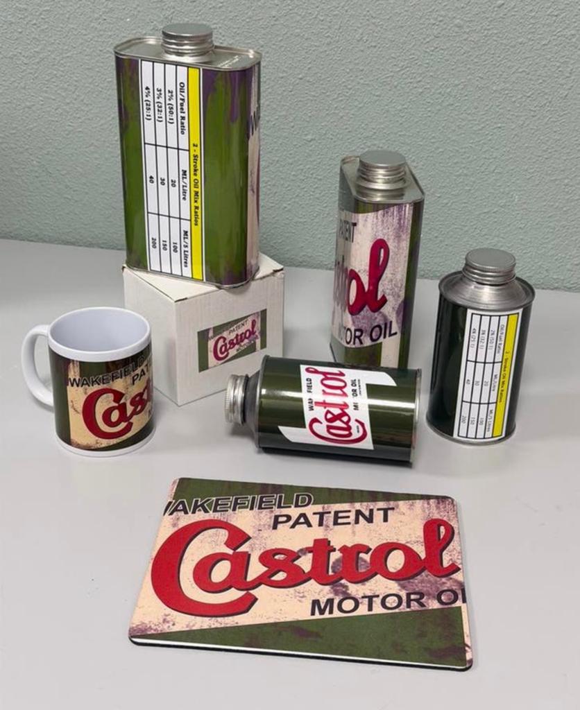 Castrol oil olie Mancave Set 4 olieblikken + mok + muismat, Ophalen of Verzenden, Nieuw