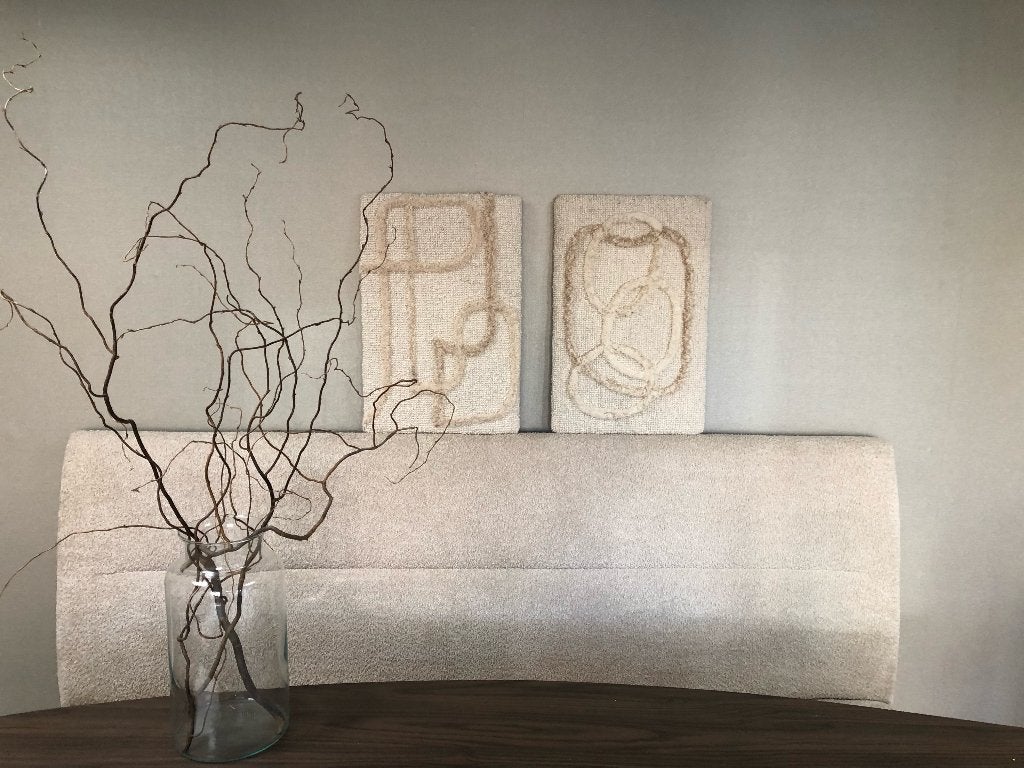 2 schilderijen relief zacht, Antiek en Kunst, Abstract, Ophalen of Verzenden, Met textuur, Overige materialen