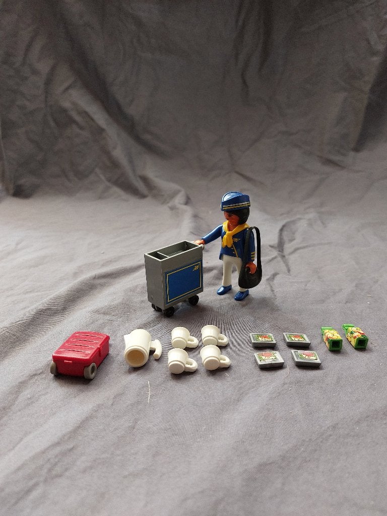 Playmobil - Stewardess met trolley (4761), Complete set, Ophalen of Verzenden, Zo goed als nieuw, Figuren