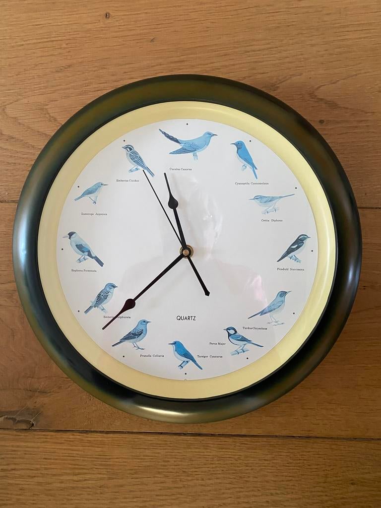 Wandklok met vogelgeluiden- Quartz, Ophalen of Verzenden, Gebruikt, Analoog, Wandklok