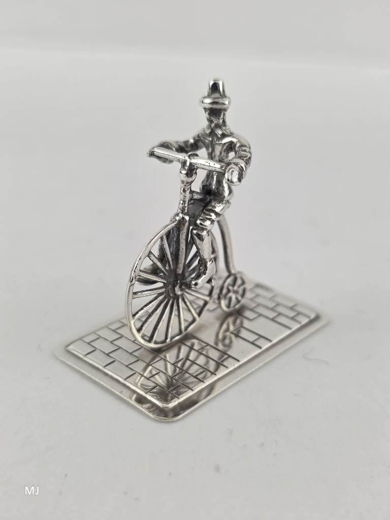 Zilveren miniatuur Hoge bi/Velocycle                    Z209, Antiek en Kunst, Ophalen of Verzenden, Zilver