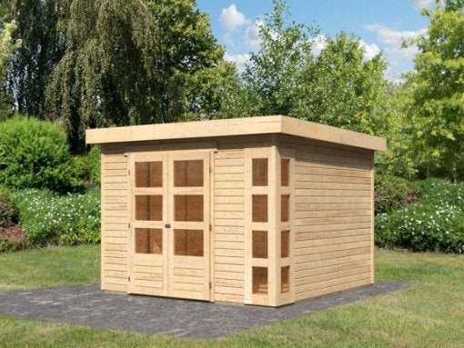 Tuinhuis Karibu Kerko 6 19mm onbehandeld, Tuin en Terras, Tuinhuizen, 200 tot 400 cm, 3 ramen of meer, 250 tot 500 cm, Blokhut