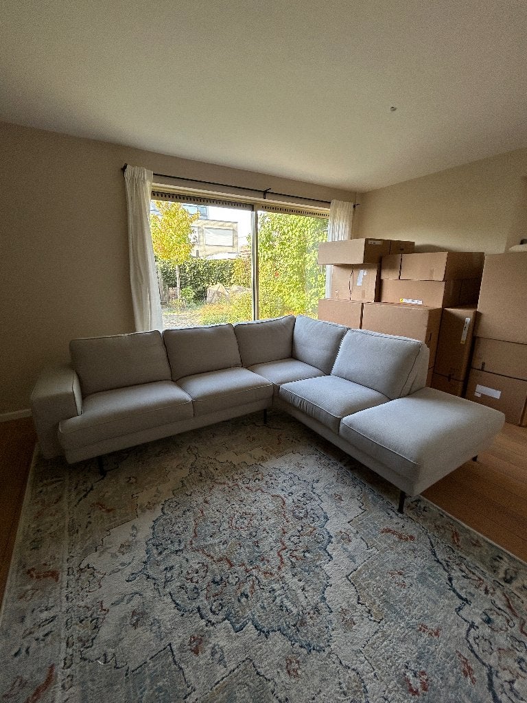 Hoekbank - Montel Brooke - Lichtgrijs, Ophalen, 250 tot 300 cm, Gebruikt, Hoekbank