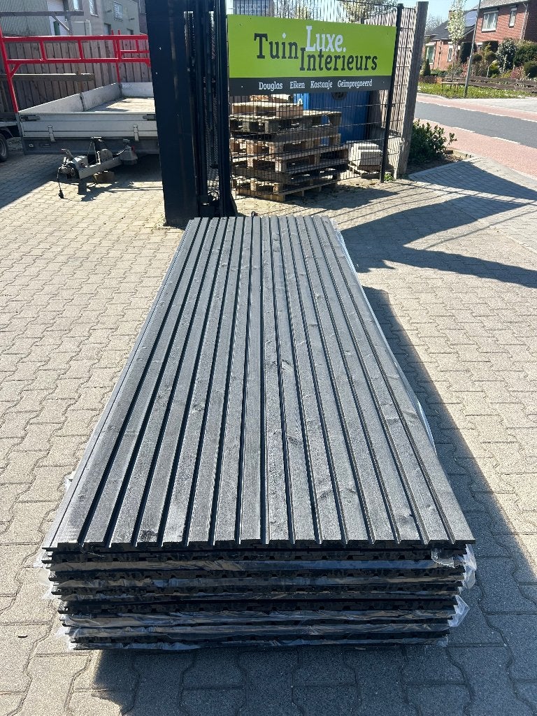 Dubbel Rhombus profiel | Deens rabat | Zwart Gespoten, Tuin en Terras, Palen, Balken en Planken, Ophalen of Verzenden, Nieuw, 250 cm of meer