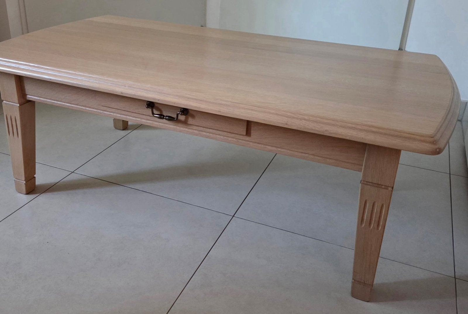 Massief Eiken Salontafel, Ophalen, 100 tot 150 cm, 50 tot 100 cm, Zo goed als nieuw