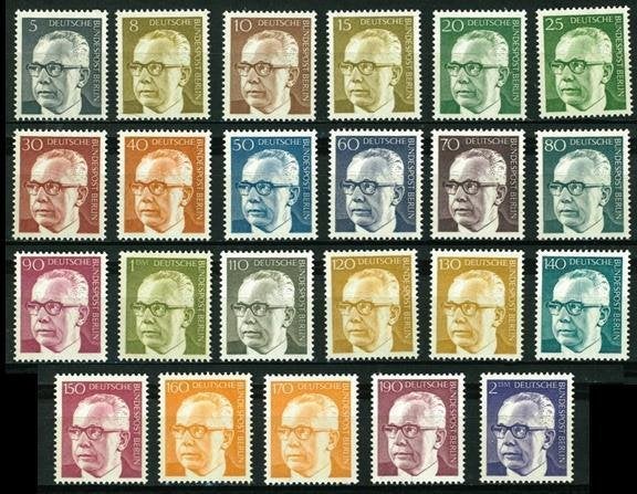 WEST-BERLIJN 1970-73 President Gustav Heinemann (I-III) Fra, Postzegels en Munten, Verzenden, BRD, Postfris