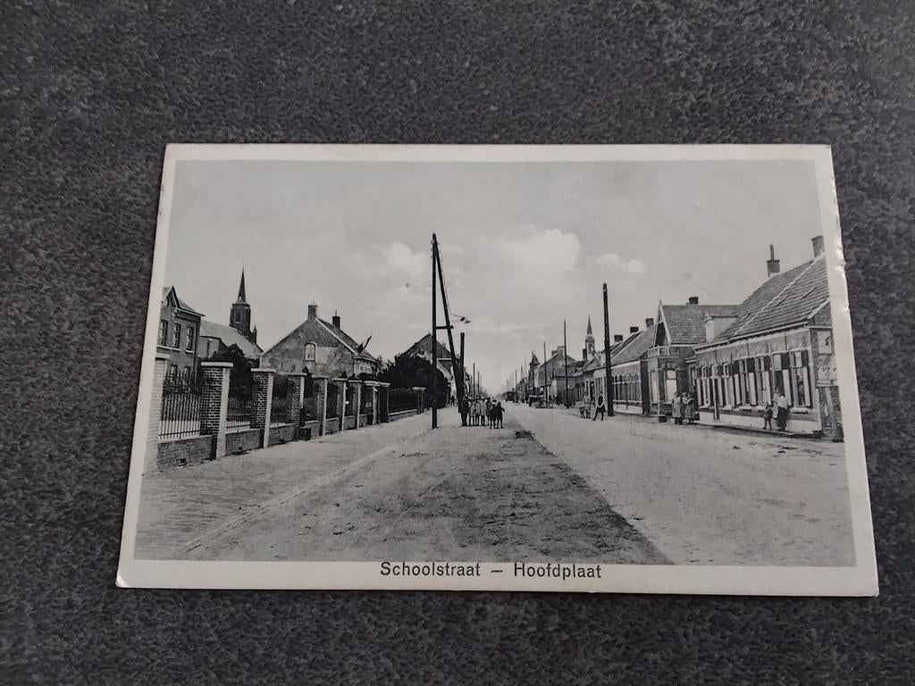 Hoofdplaat Schoolstraat ca 1935, Ophalen of Verzenden, 1920 tot 1940, Gelopen, Zeeland