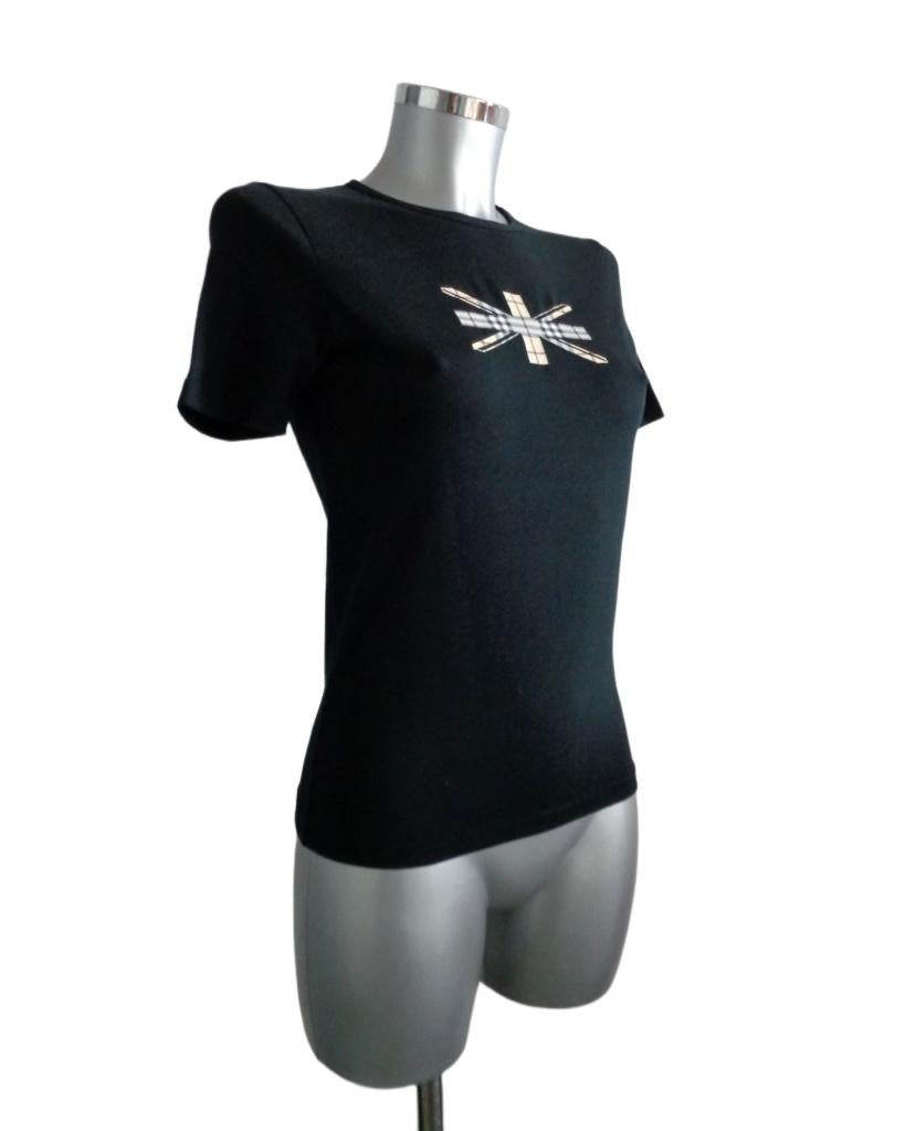 Burberry 'London shortsleeve zwart met nova check, small NEW, Zwart, Nieuw, Ophalen of Verzenden, Maat 36 (S)