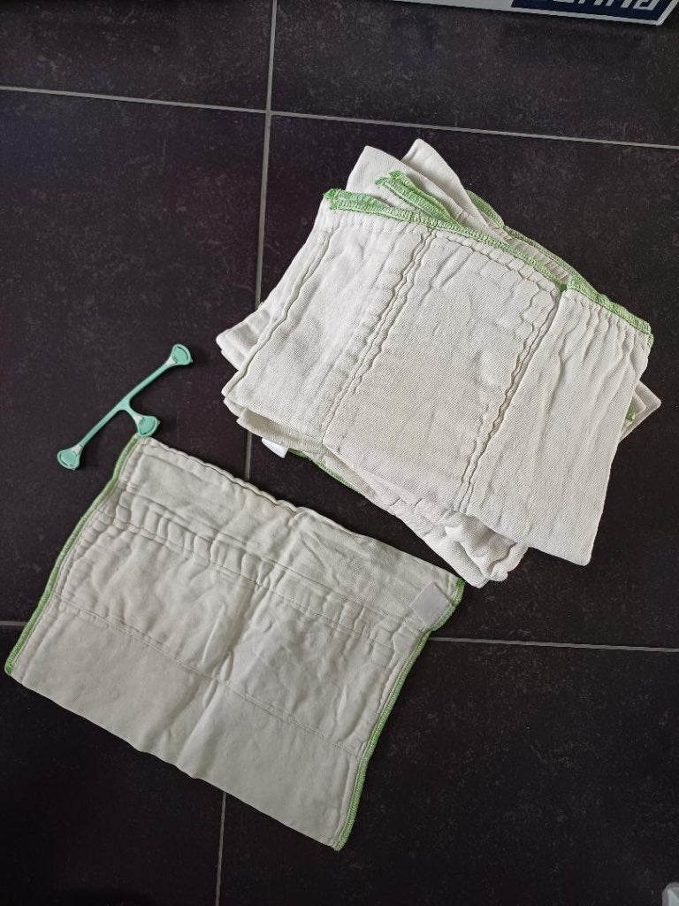 Wasbare luiers - Blumchen prefolds groen, Ophalen of Verzenden, Gebruikt