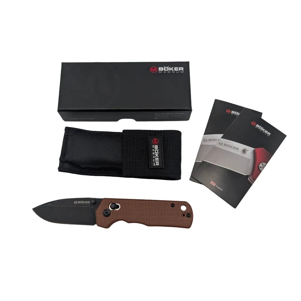 Böker Magnum Rockstub Bruin Micarta – Grade A, Ophalen of Verzenden, Zo goed als nieuw