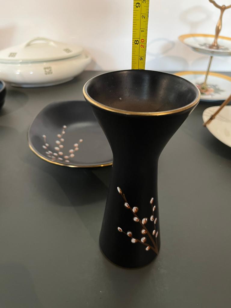 Vintage Flora Gouda aardewerk 1120 Lente set: schaal en vaas, Ophalen
