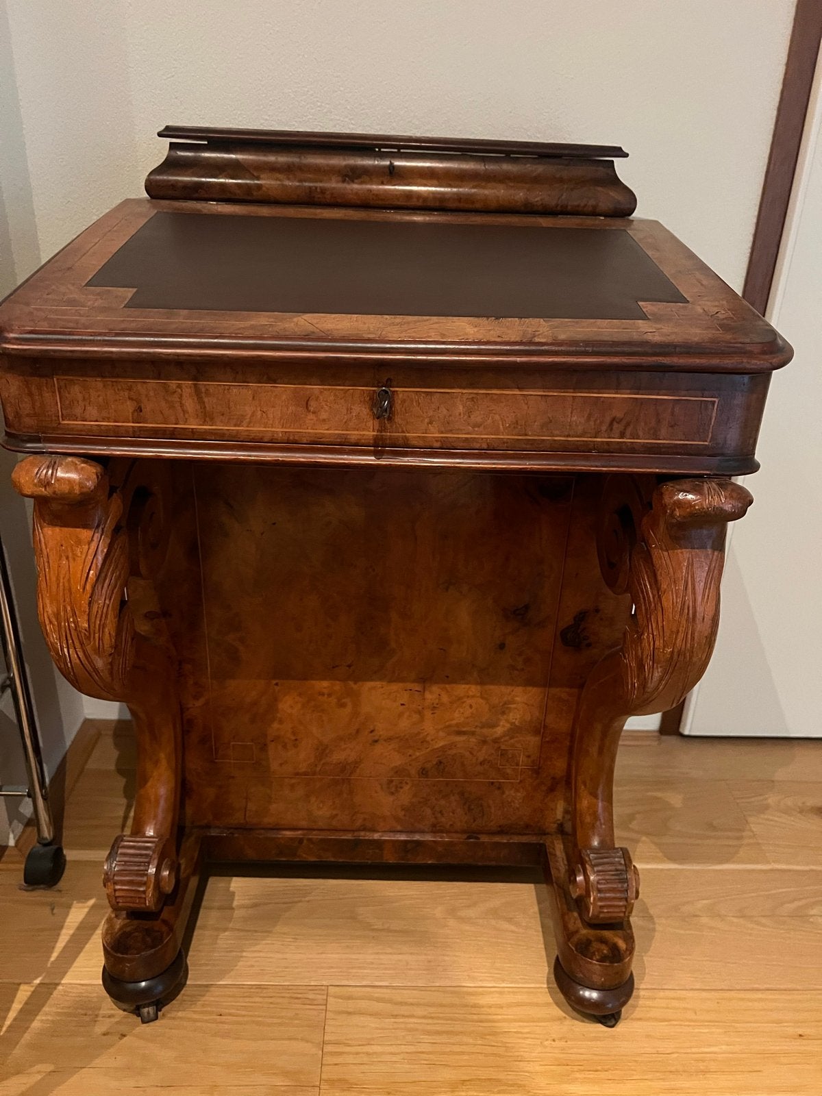 Antiek Biedermeier Bureau met Leren Inleg, Ophalen