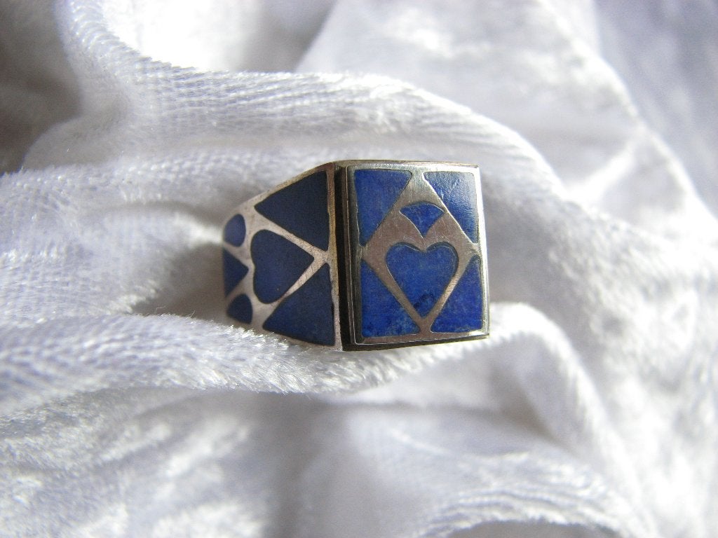 Mooie Handgemaakte Zilveren Ring met Lapis Lazuli - 20 1/4, Verzenden, Zilver, Ring, Met edelsteen