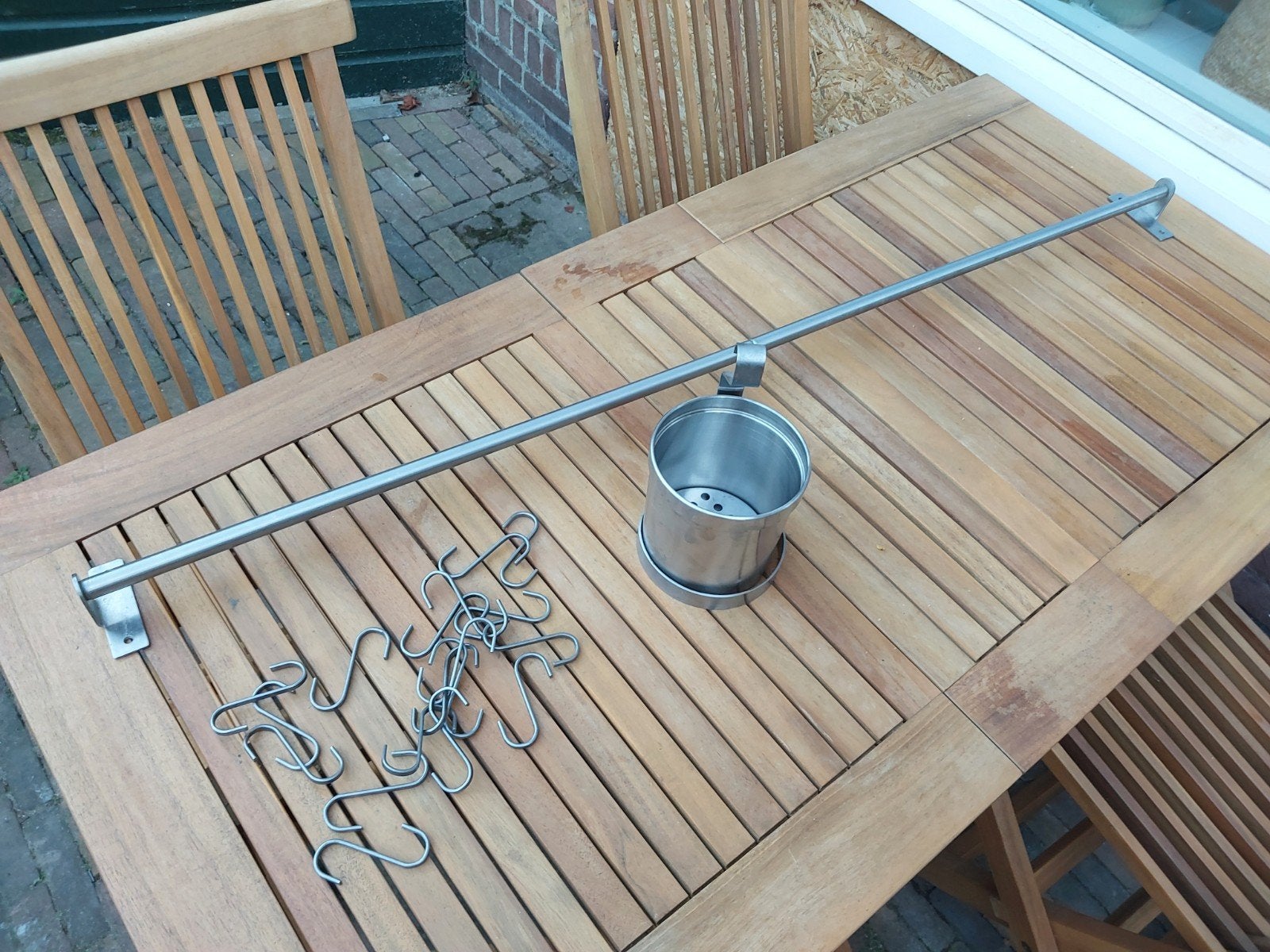 Keukenstang met haken en bakje, Ophalen, Overige typen, IKEA, Zilver