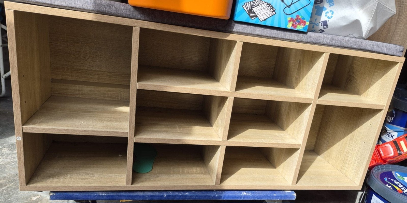 Schoenenbankje met kussen en opbergvakken, Ophalen, Gebruikt, Modern, praktisch, Scandinavisch