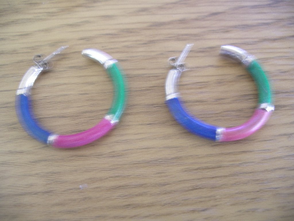 Een paar mooie Zilveren Creool Oorbellen met Edelstenen, Sieraden, Tassen en Uiterlijk, Antieke sieraden, Verzenden, Zilver, Oorbellen