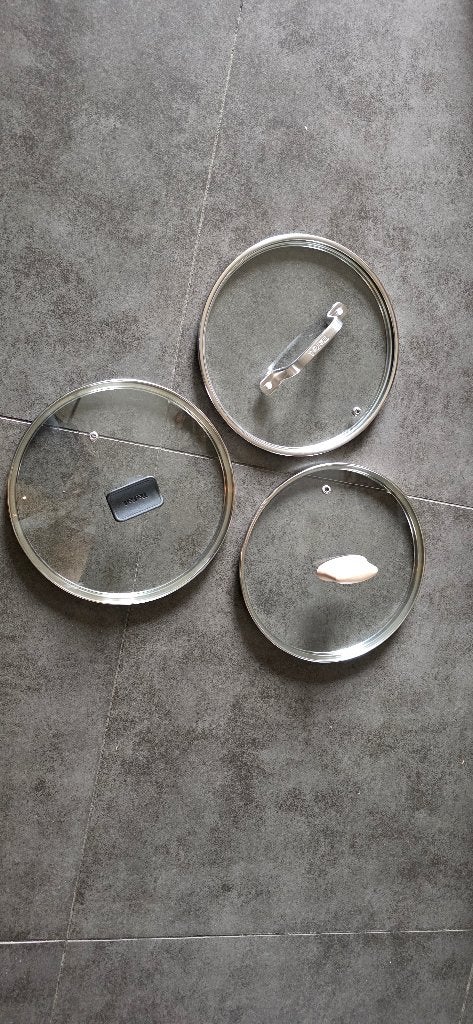 Pannen deksels tefal 3x samen in 1 koop, Ophalen of Verzenden, Gebruikt, Overige materialen, Overige typen