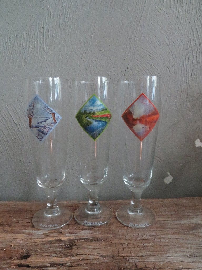 heineken jaargetijden bierglas, Verzamelen, Ophalen of Verzenden, Gebruikt, Glas of Glazen, Heineken