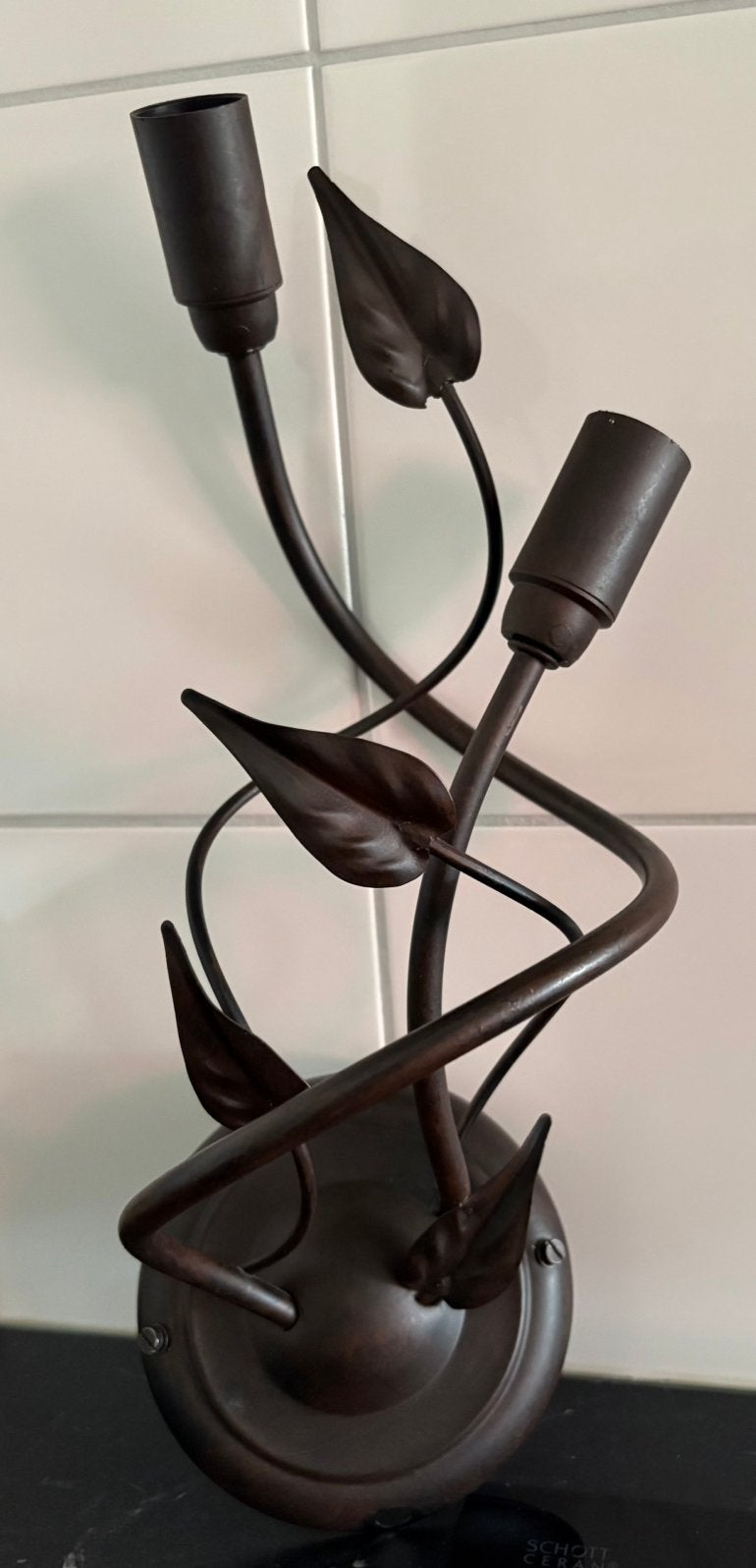 Decoratieve wandlamp met bladeren, bruin metaal, Ophalen of Verzenden, Zo goed als nieuw, Metaal