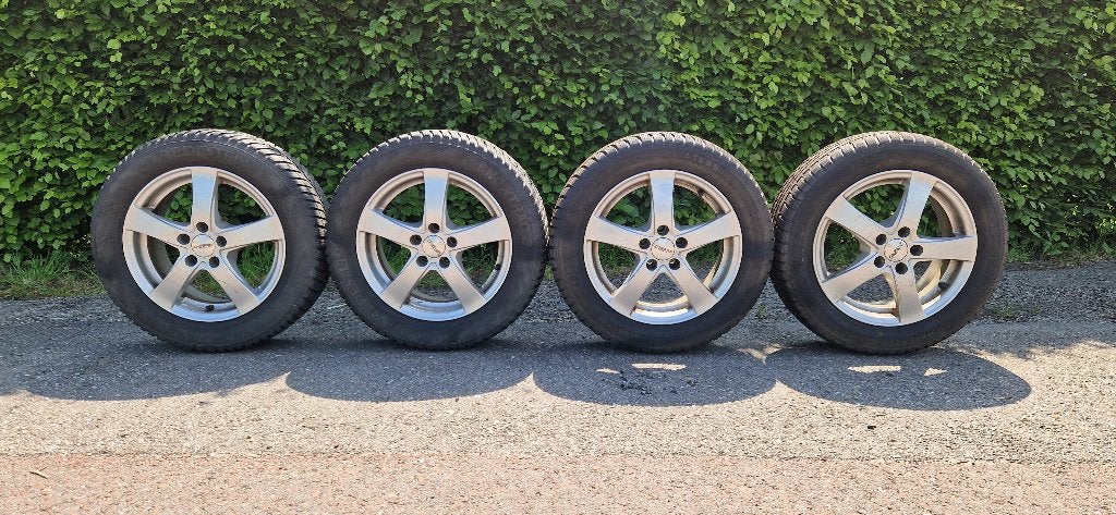 5 spaaks lichtmetalen velgen 15" met winterbanden, Auto-onderdelen, Banden en Velgen, Ophalen, Gebruikt, 15 inch, Velg(en)