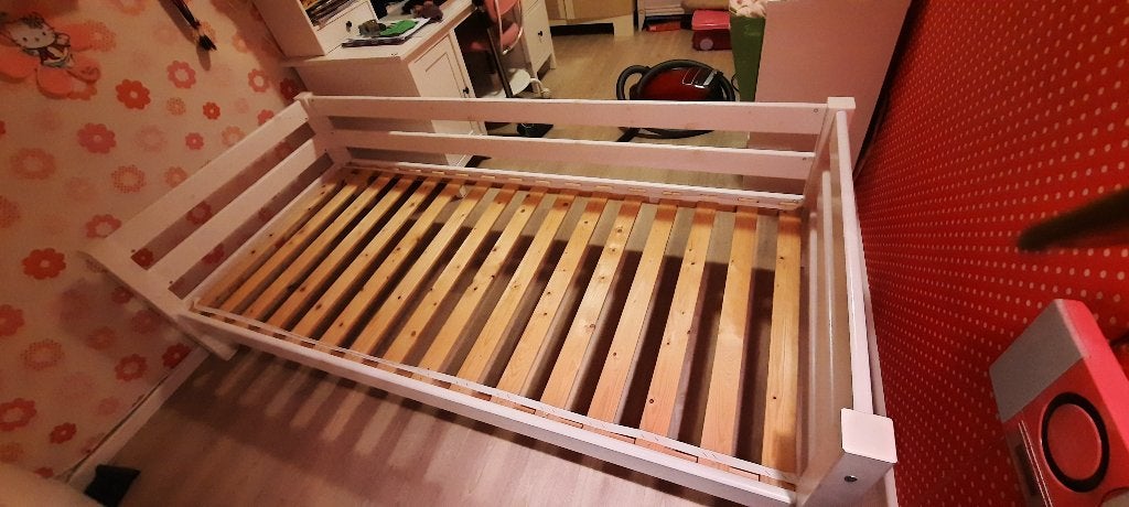 Hoppekids Sofabed 2.00 lang whitewash, Ophalen, 90 cm, Eenpersoons, Wit