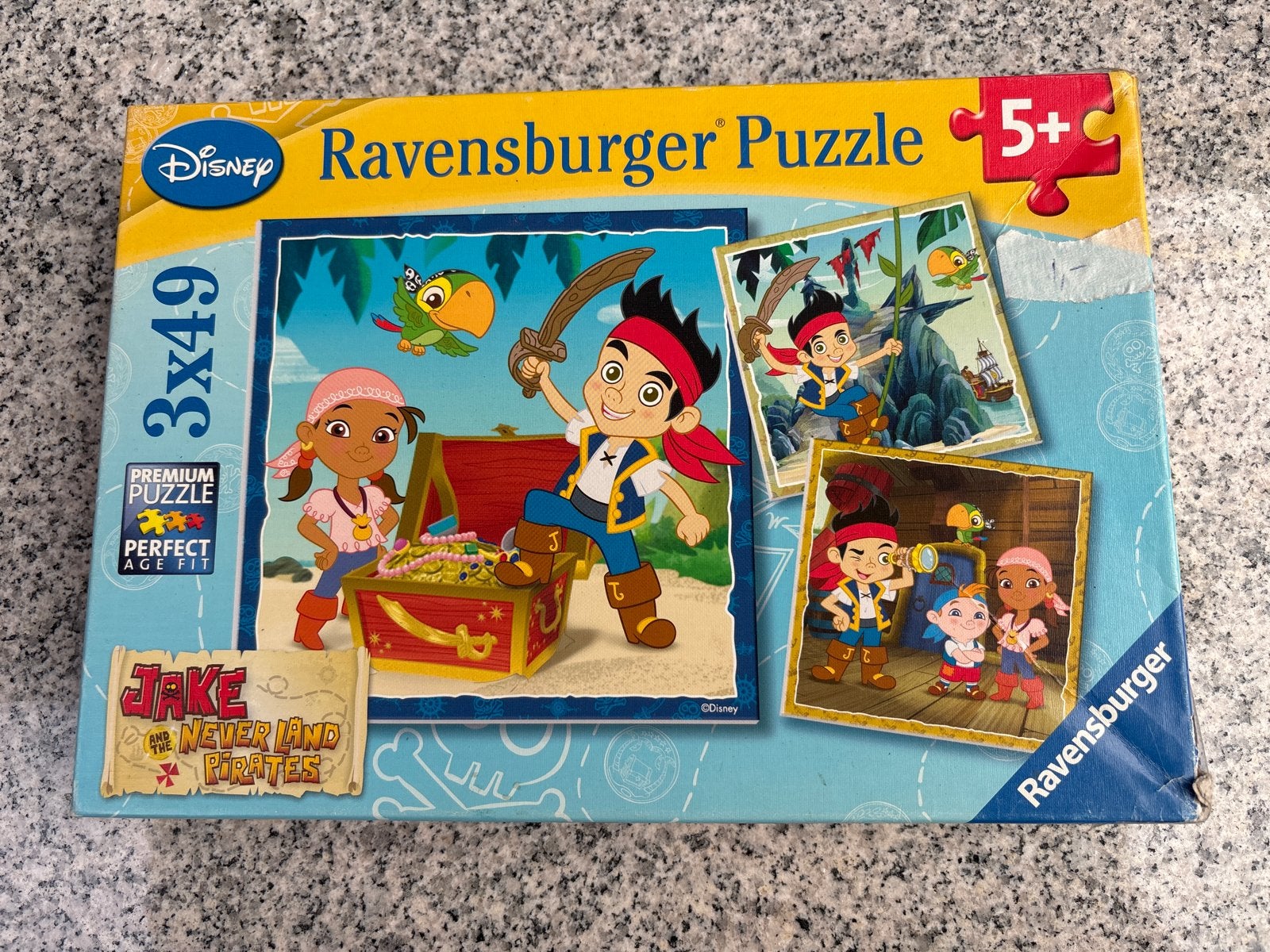 Puzzel Jake en de Nooitgedachtland Piraten 3x49 stukjes, Ophalen of Verzenden, 10 tot 50 stukjes, Gebruikt, 6 jaar of ouder