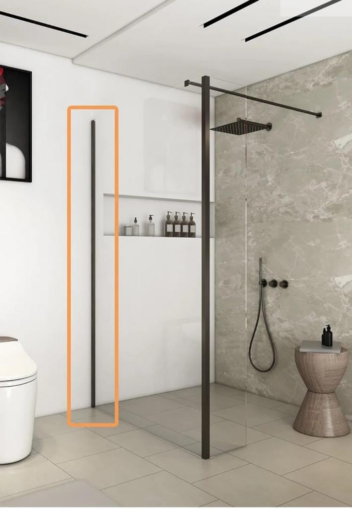 Douchescherm 0.40x2.00 met bevestigingsstrip, Ophalen