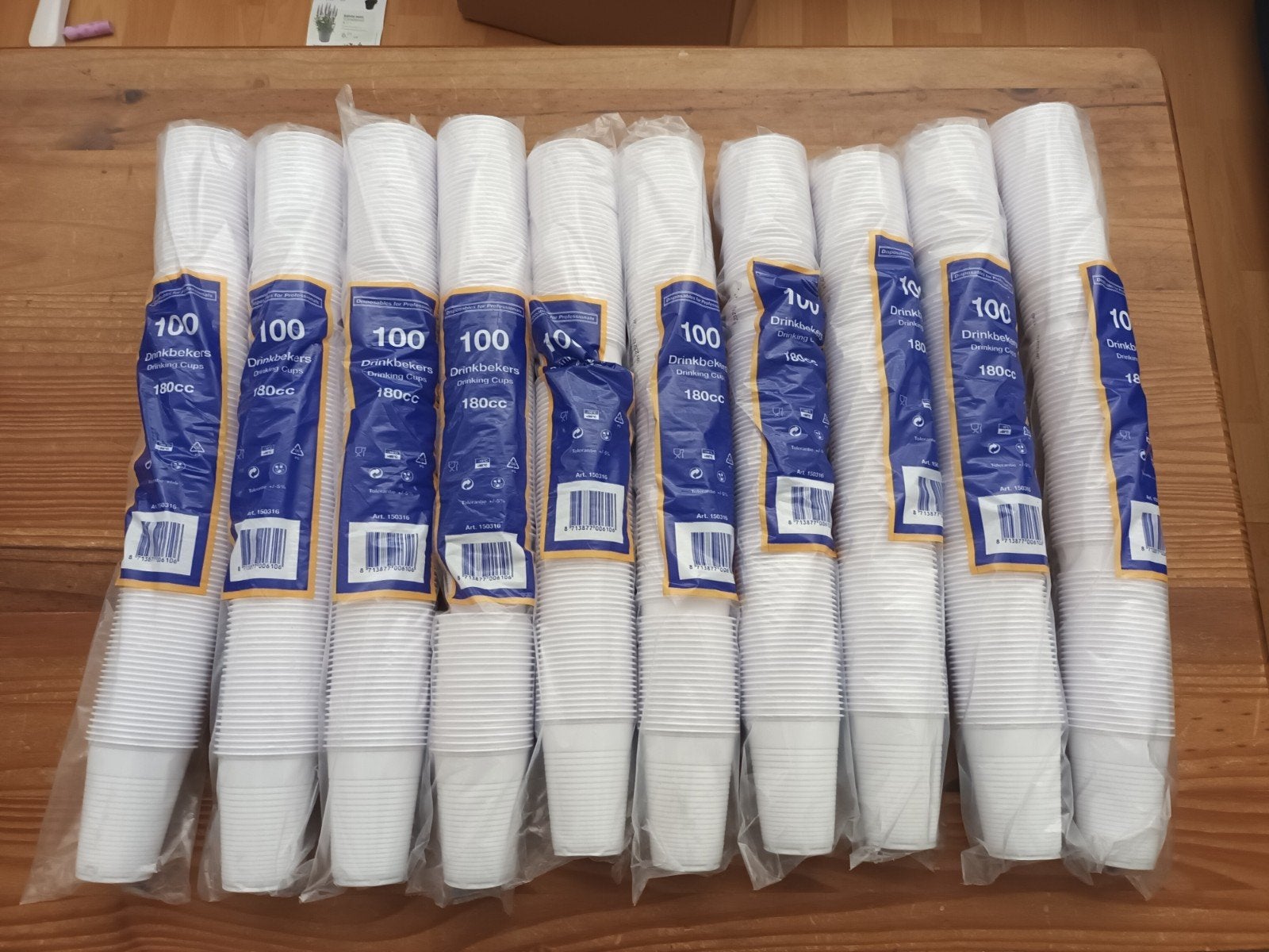 Wegwerp drinkbekers 180cc - 100 stuks per pak, Ophalen of Verzenden, Nieuw