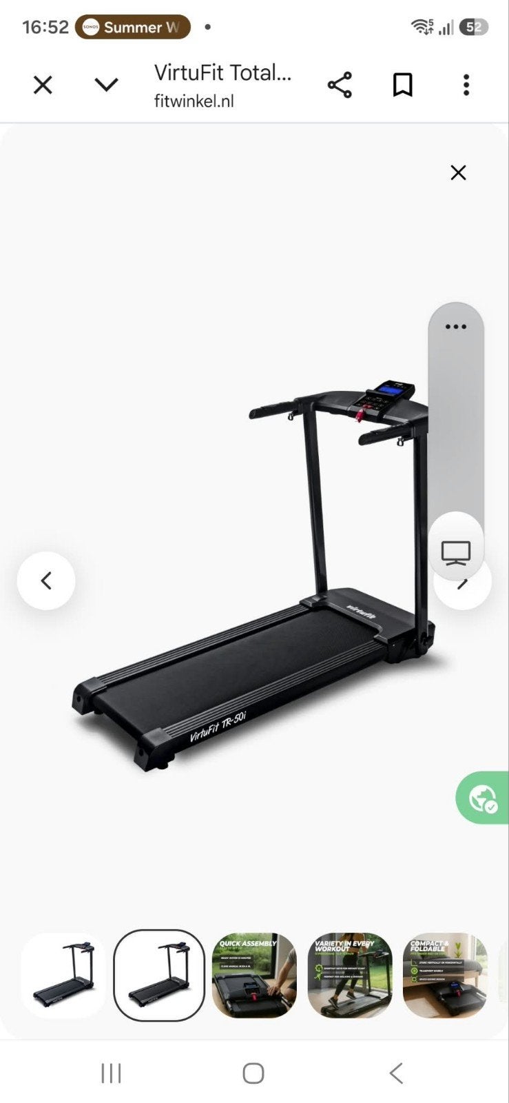 VirtuFit TR-50i Loopband - Compact en Opvouwbaar, Ophalen, Gebruikt, Metaal, Loopband
