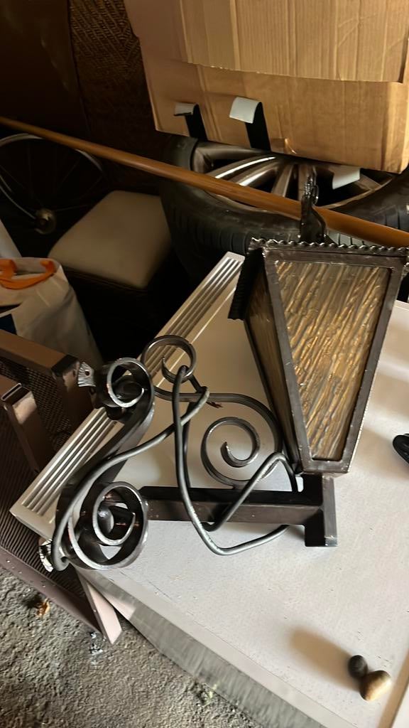 Gietijzeren hoek lantaarn, Ophalen, Staande lamp, 50 tot 250 watt, IJzer