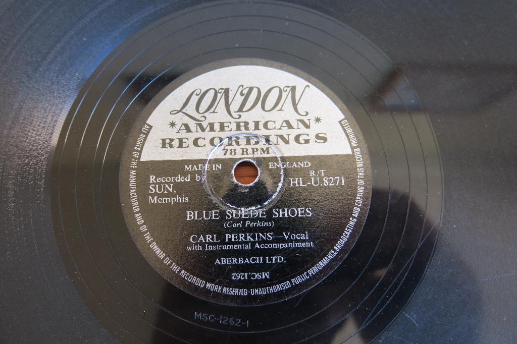 Carl Perkins Blue suede shoes 78rpm 78 toeren sun memphis, Gebruikt, 10 inch, Voor 1960, Ophalen of Verzenden