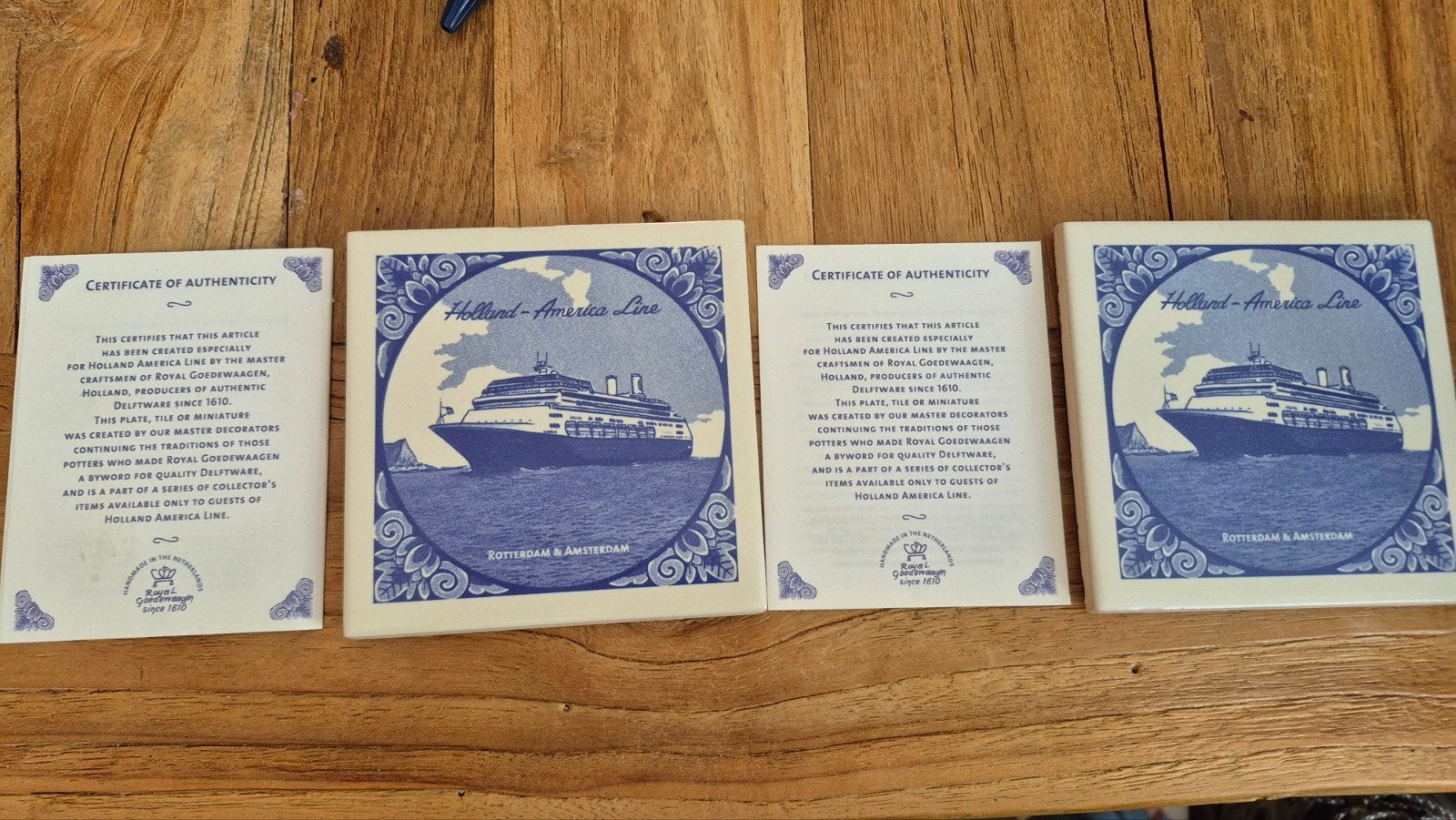 Delfts Blauw Holland America Lijn Tegels met Certificaat, Ophalen of Verzenden, Zo goed als nieuw, Gebruiksvoorwerp