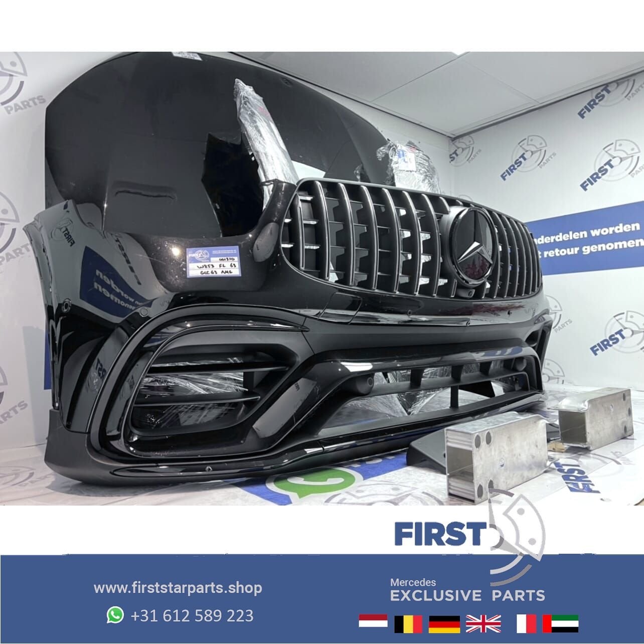 2023 W253 C253 GLC 63 AMG FACELIFT VOORKOP ZWART COMPLEET FR, Gebruikt, -, Voor, Ophalen of Verzenden