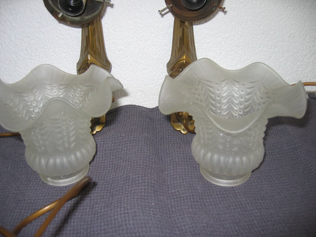 2 mooi gave vintage bronzen muurlampen, Met snoer/stekker, E14 (klein), Ophalen of Verzenden, Zo goed als nieuw