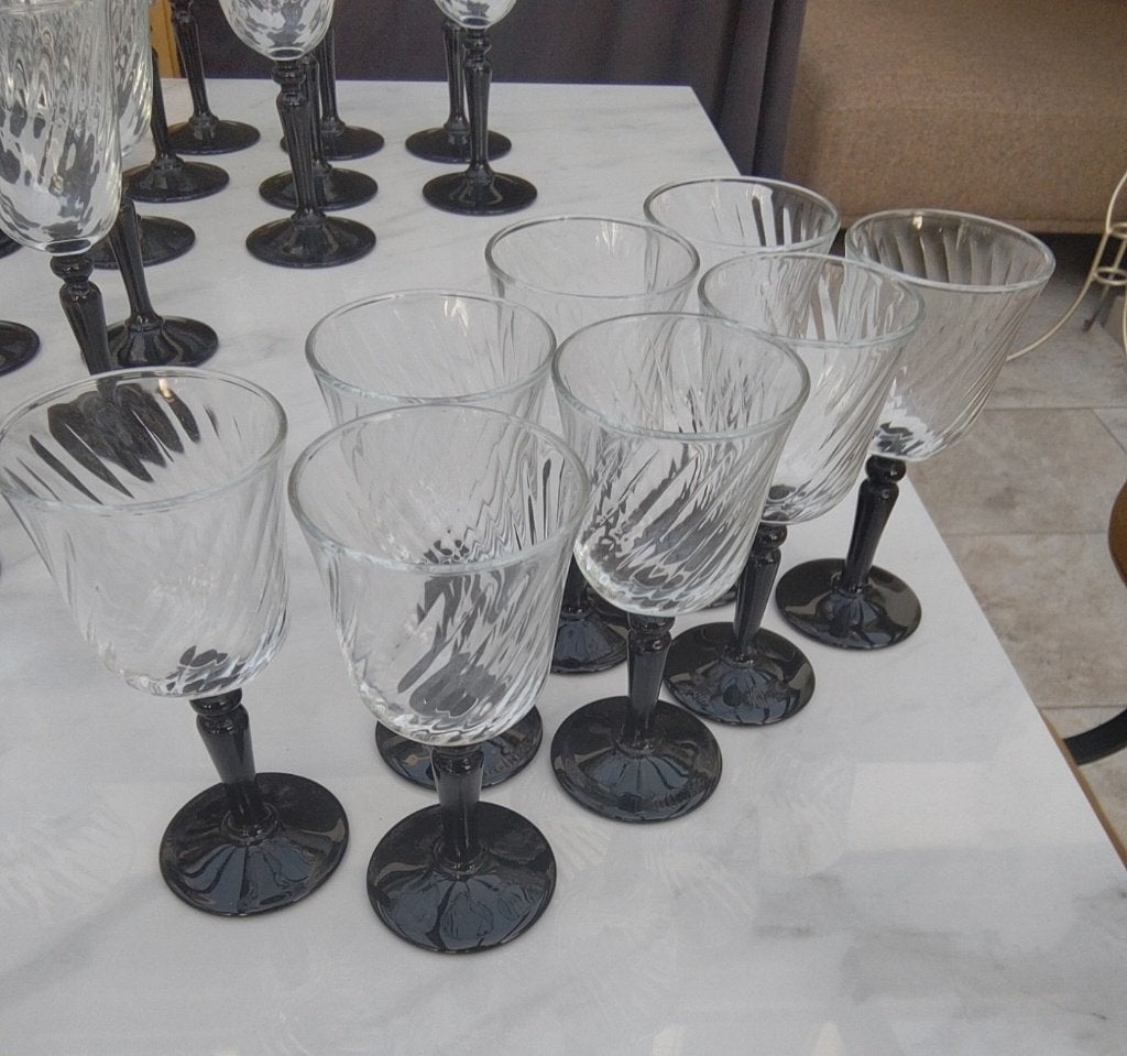 Vintage Luminarc Nocturne Swirl glazen, Glas of Glazen, Overige merken, Vintage, Ophalen of Verzenden