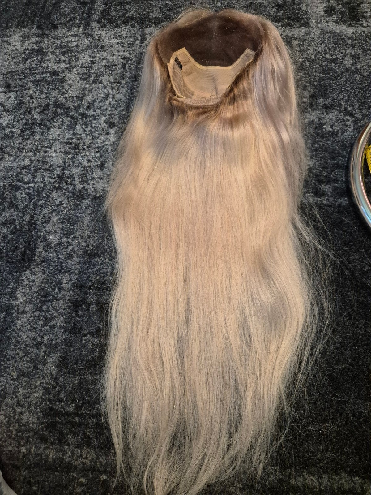 zeer lange lichtblonde lace wig echt haar, Ophalen of Verzenden, Zo goed als nieuw, Pruik of Haarverlenging