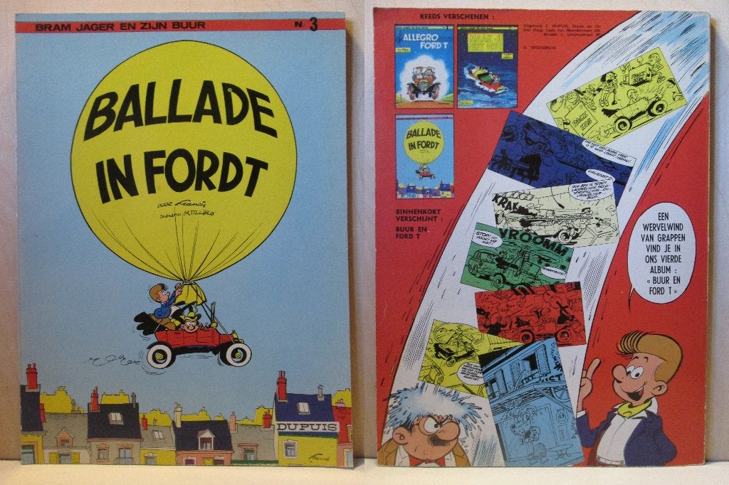 Bram Jager en zijn buur 3 - Ballade in Ford T (1e druk, SC), Meerdere stripboeken, Ophalen of Verzenden, Zo goed als nieuw, Francis + Tillieux