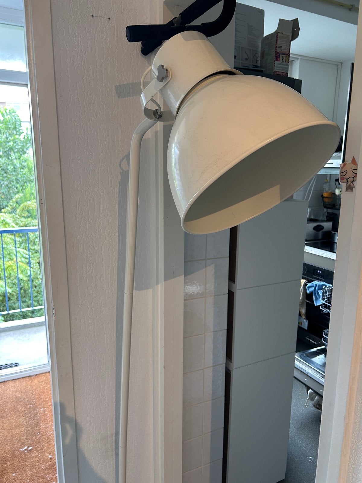 IKEA vloerlamp – wit, verstelbare lampenkap, Ophalen, Gebruikt, 100 tot 150 cm, E27 (groot)