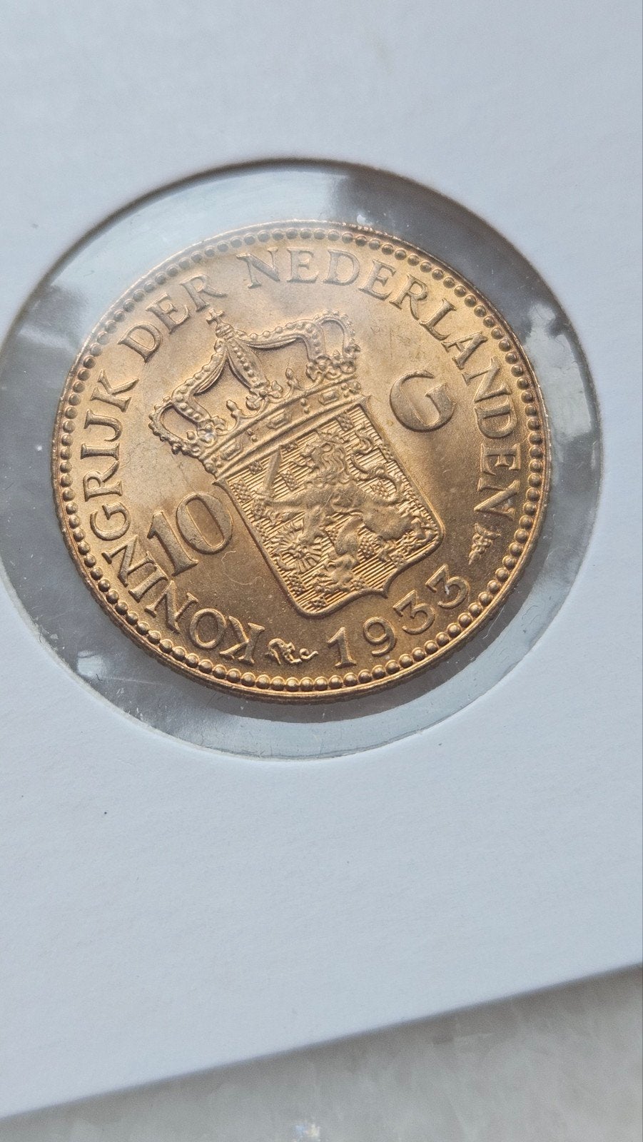 gouden tientje 1933, Ophalen of Verzenden, Koningin Wilhelmina, 10 gulden, Goud