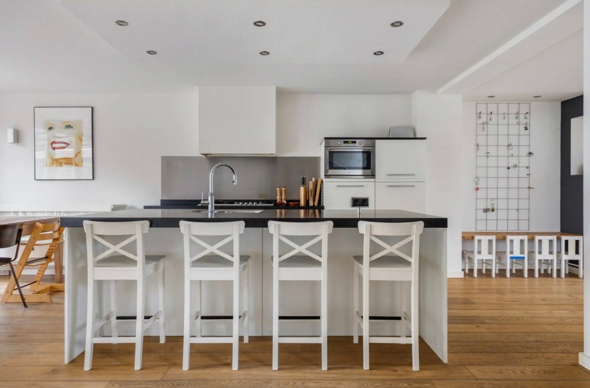 Witte keuken met eiland, Ophalen, Gebruikt, Wit, Overige typen