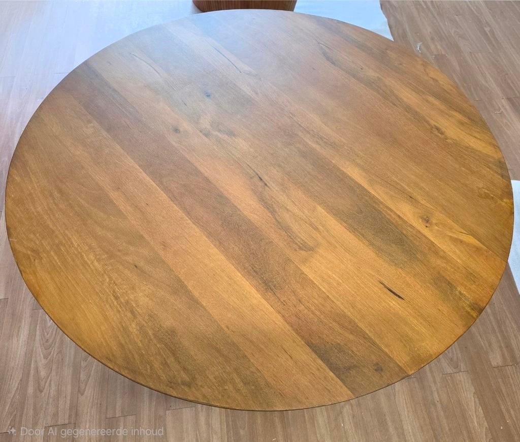 Ronde Eetkamertafel Arlington 130 cm - Mangohout, Info@meubeloutletmeppel.nl, Rond, Zo goed als nieuw, Meubel Outlet Meppel