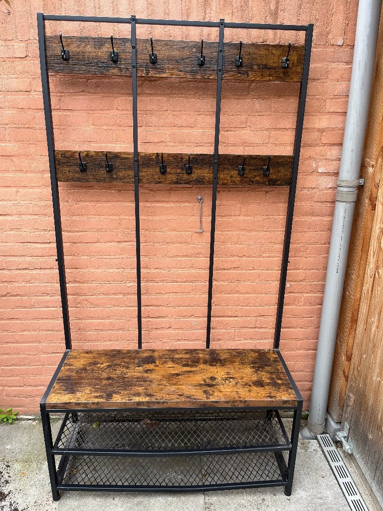 Garderobebank met kapstok, Gebruikt, 150 tot 200 cm, Hout, Ophalen