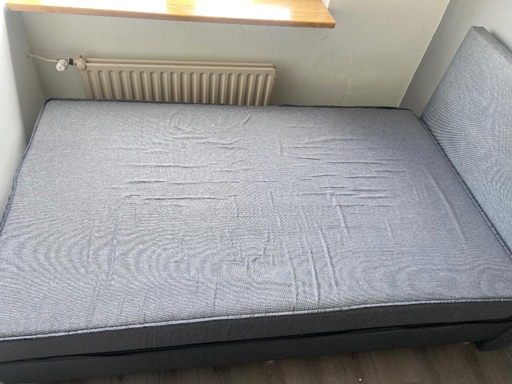 Nette boxspring 140x200 grijs - stevig, Ophalen, Gebruikt, Tweepersoons, 140 cm