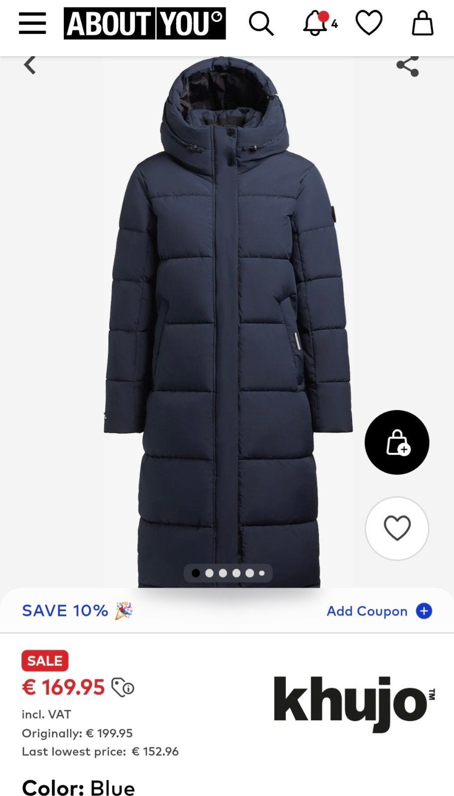 nieuwe lange winterjas van Khujo marineblauw maat XL, Blauw, Maat 46/48 (XL) of groter, Nieuw, Ophalen of Verzenden