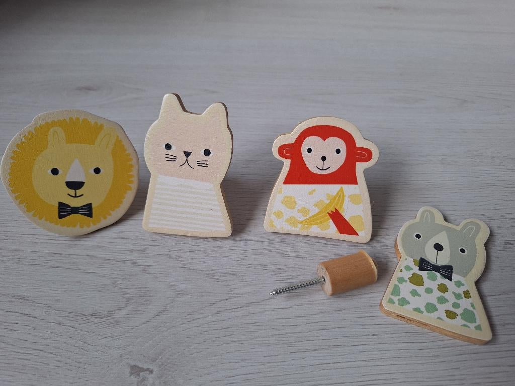 4 houten dieren kapstokhaken - GRATIS, Ophalen, Gebruikt, Minder dan 100 cm, Kinderkapstok