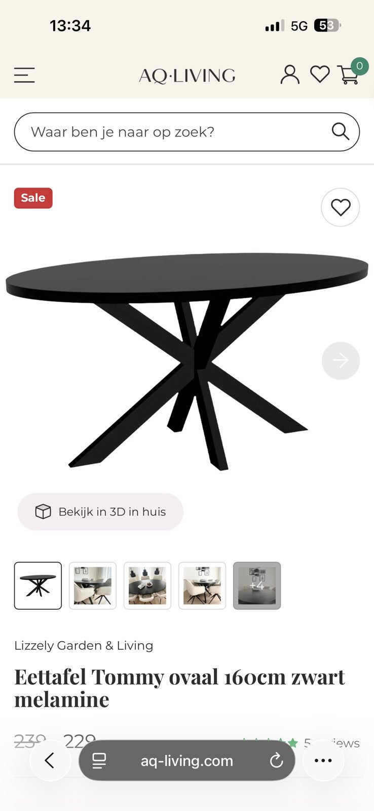 Ovale eettafel zwart, Gebruikt, 100 tot 150 cm, 200 cm of meer, Ophalen of Verzenden