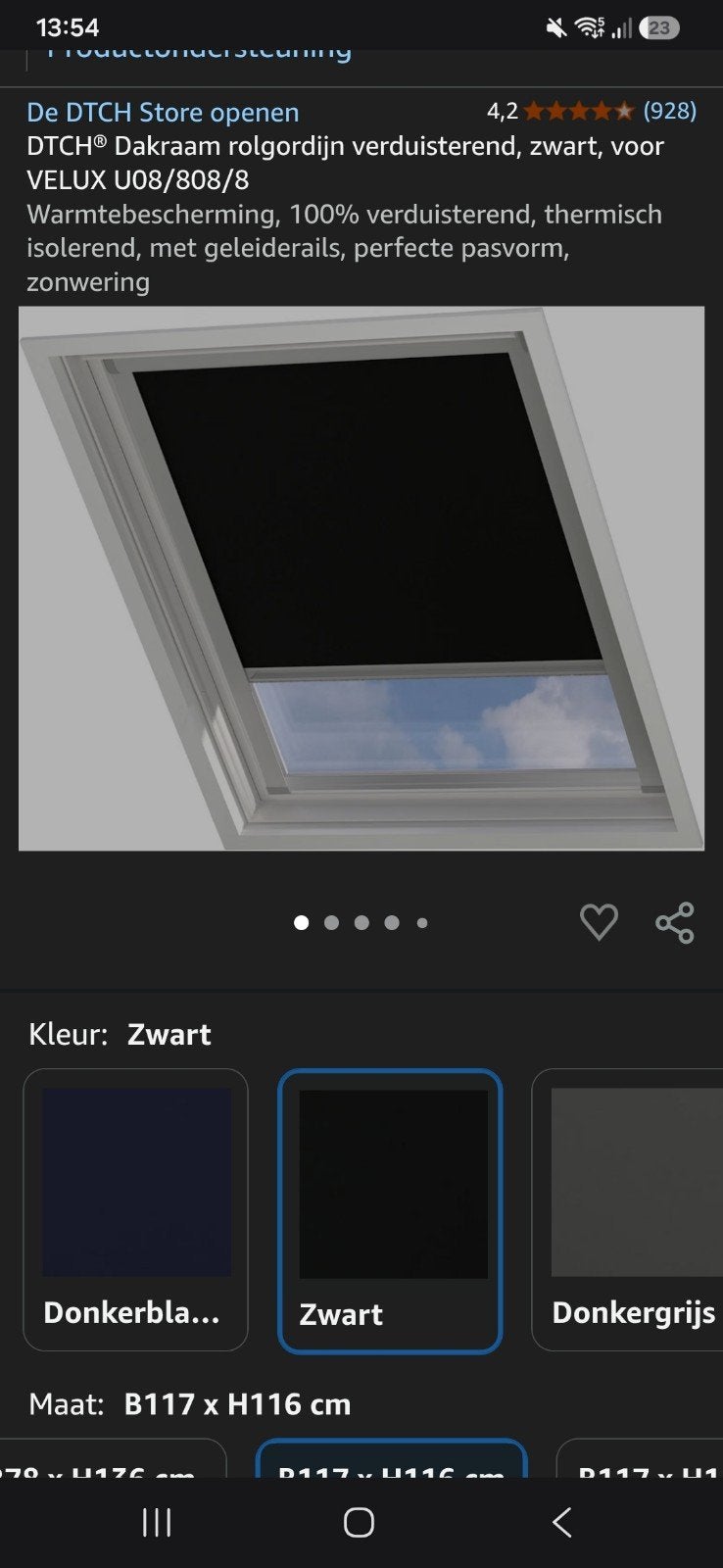 DTCH Dakraam rolgordijn verduisterend zwart VELUX U08, Ophalen, Overige merken, Zwart, Nieuw